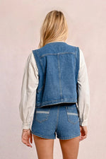 Load image into Gallery viewer, Sleeveless Denim Vest in Blue
