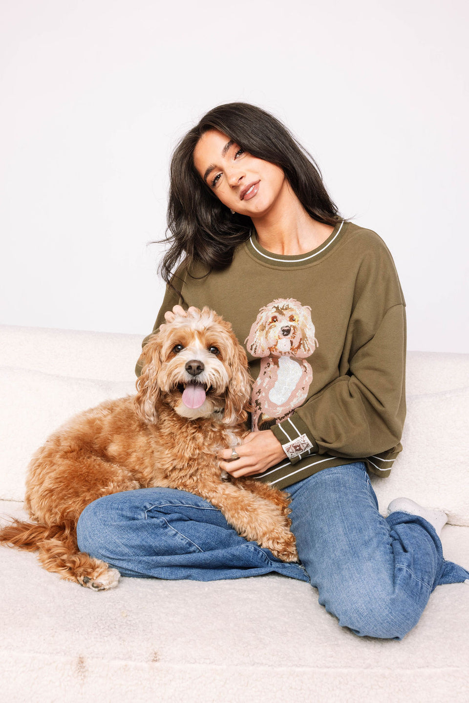 Golden Doodle Sweatshirt in Olive