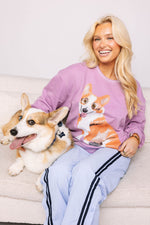 Load image into Gallery viewer, Corgi Sweatshirt in Light Purple
