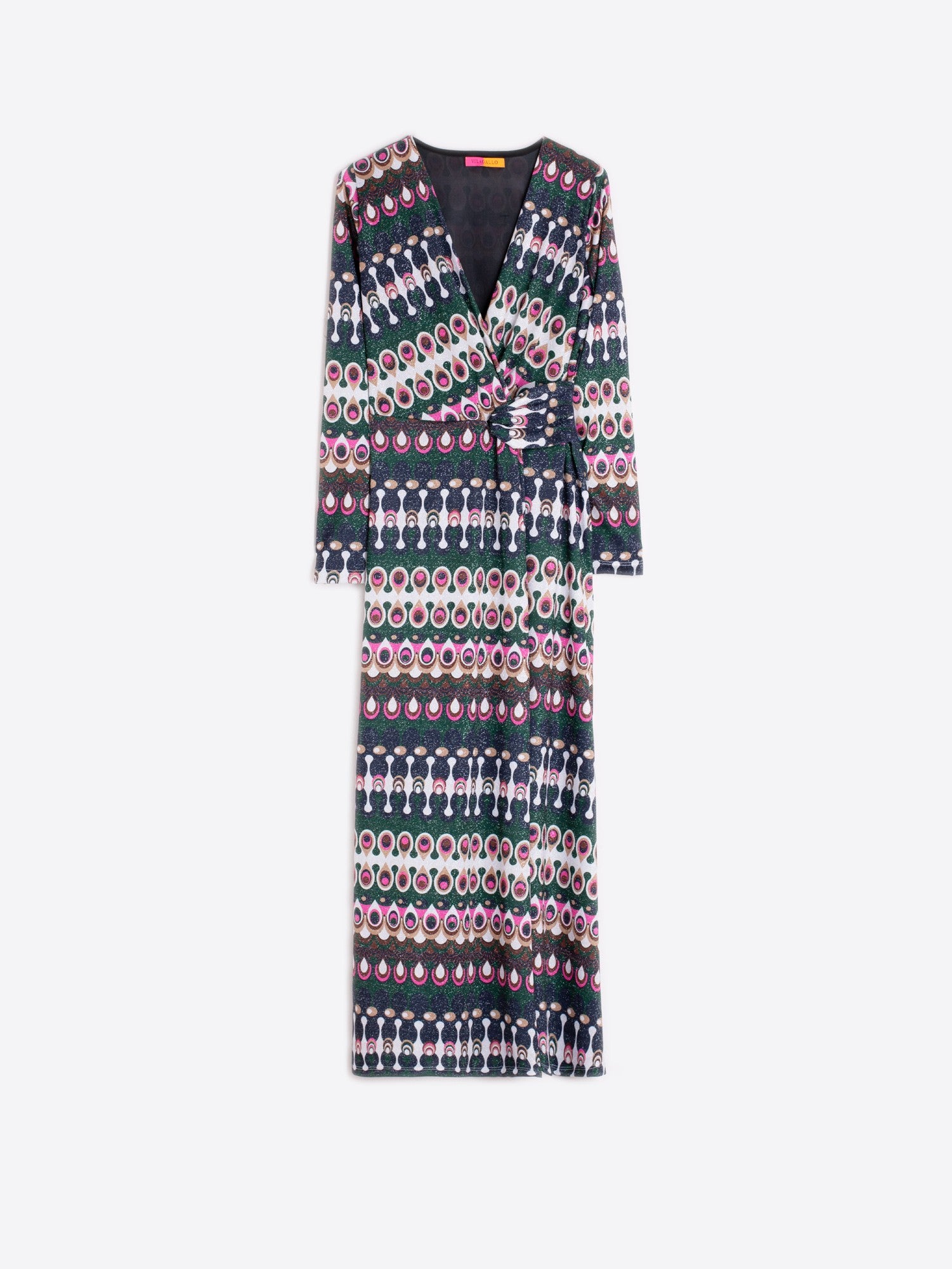 Amelia Midi Wrap Dress in Geometric Lurex