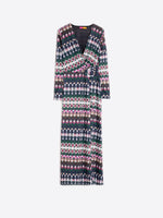 Load image into Gallery viewer, Amelia Midi Wrap Dress in Geometric Lurex
