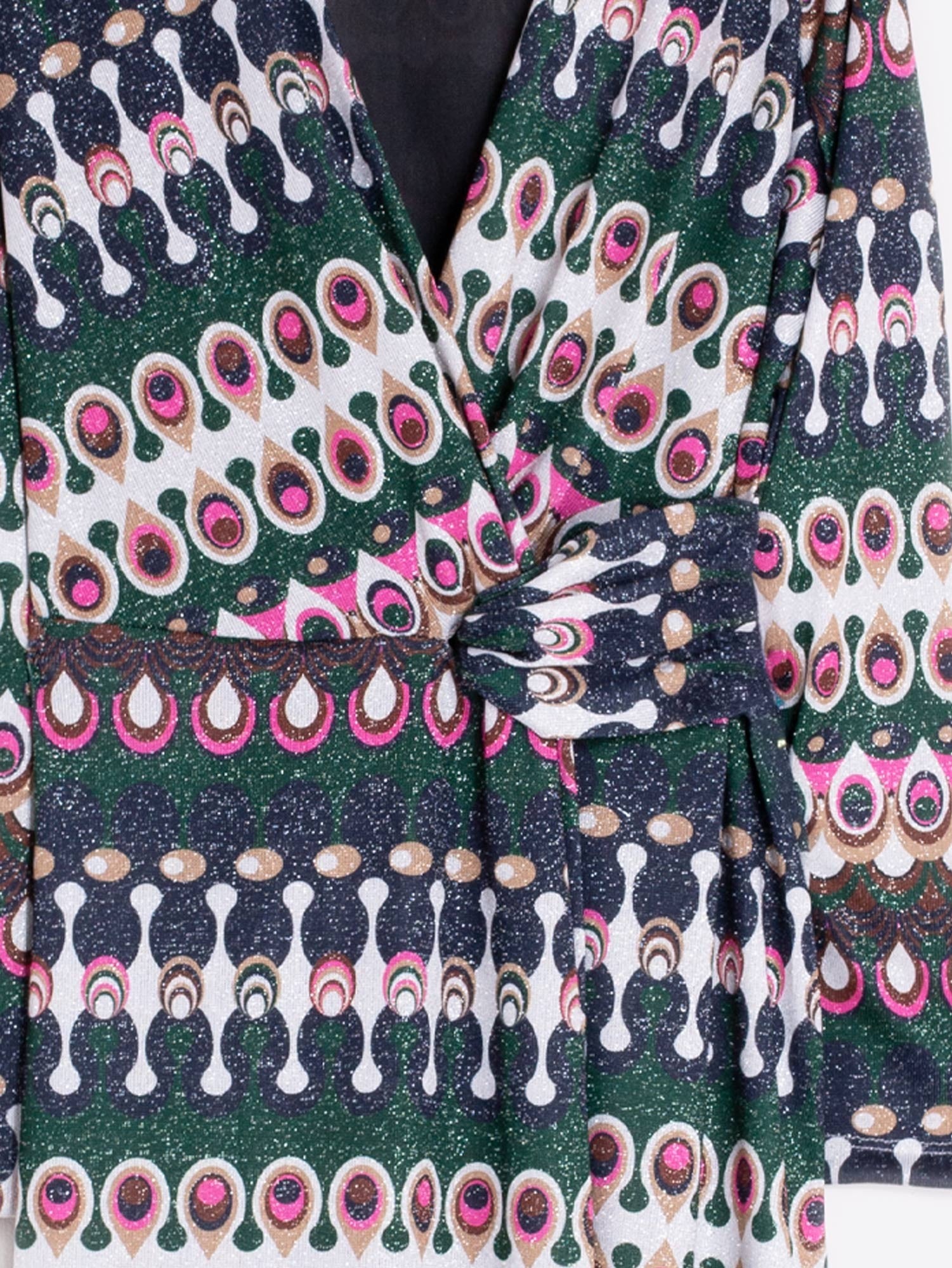 Amelia Midi Wrap Dress in Geometric Lurex