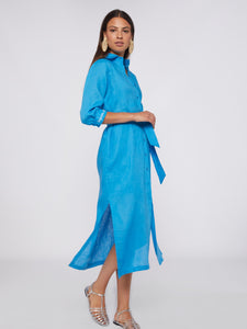 Antonella Dress in Blue Linen