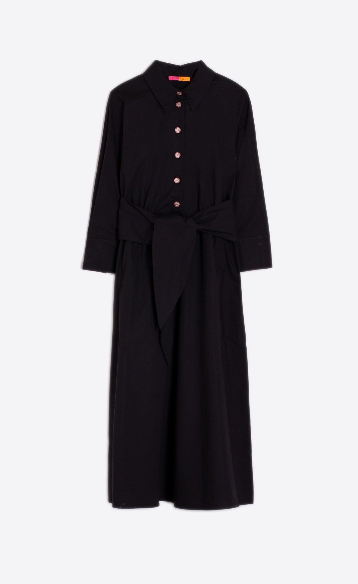 Camisero Dress in Lazo Negro Poplin