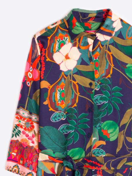 Dafne Dress in Foral Border Print