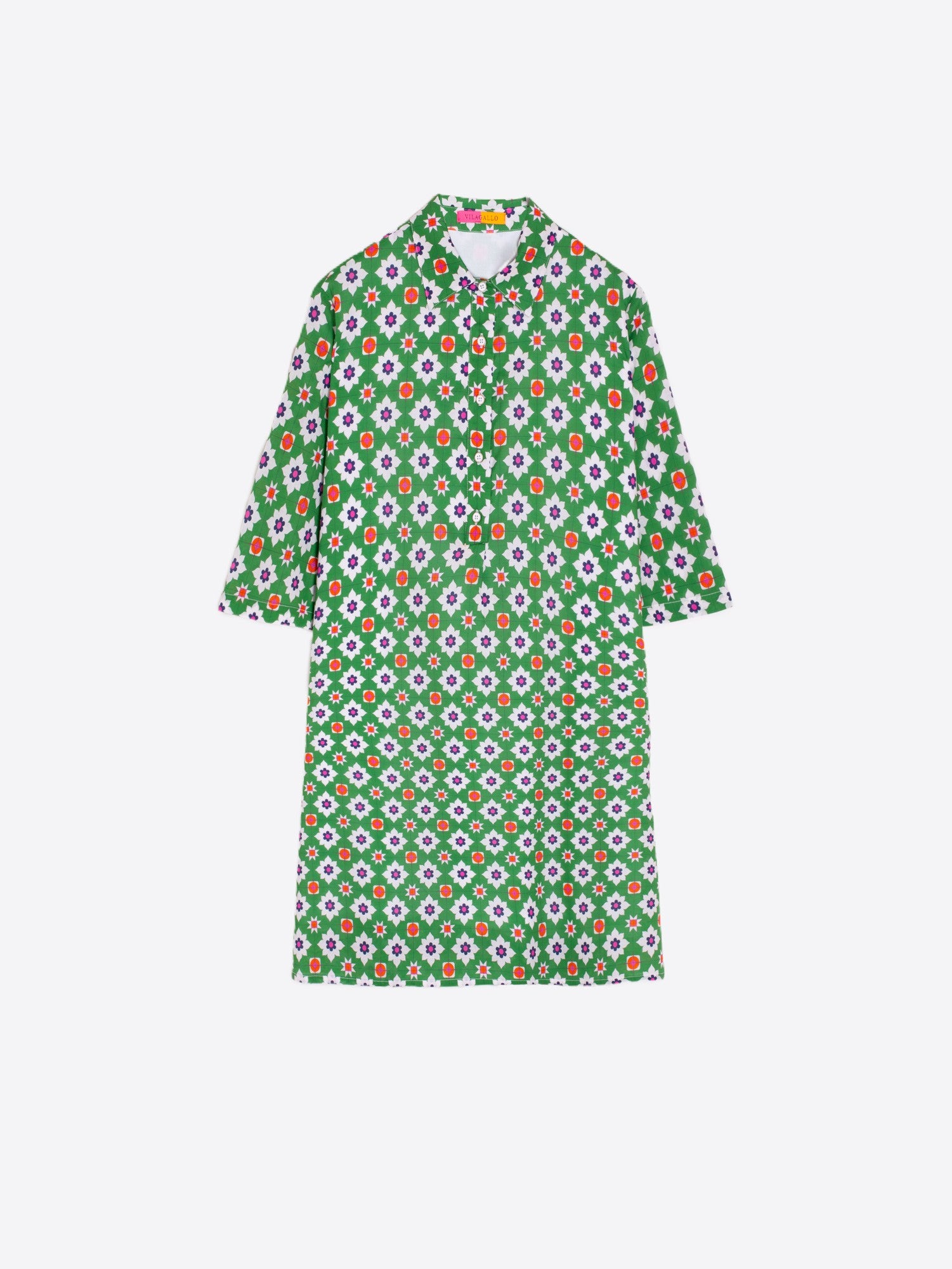 Tyanna Dress in Geometrico Verde Rosa