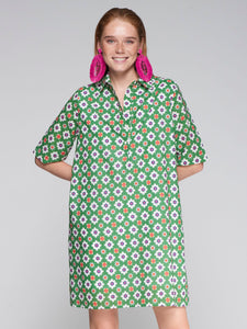 Tyanna Dress in Geometrico Verde Rosa