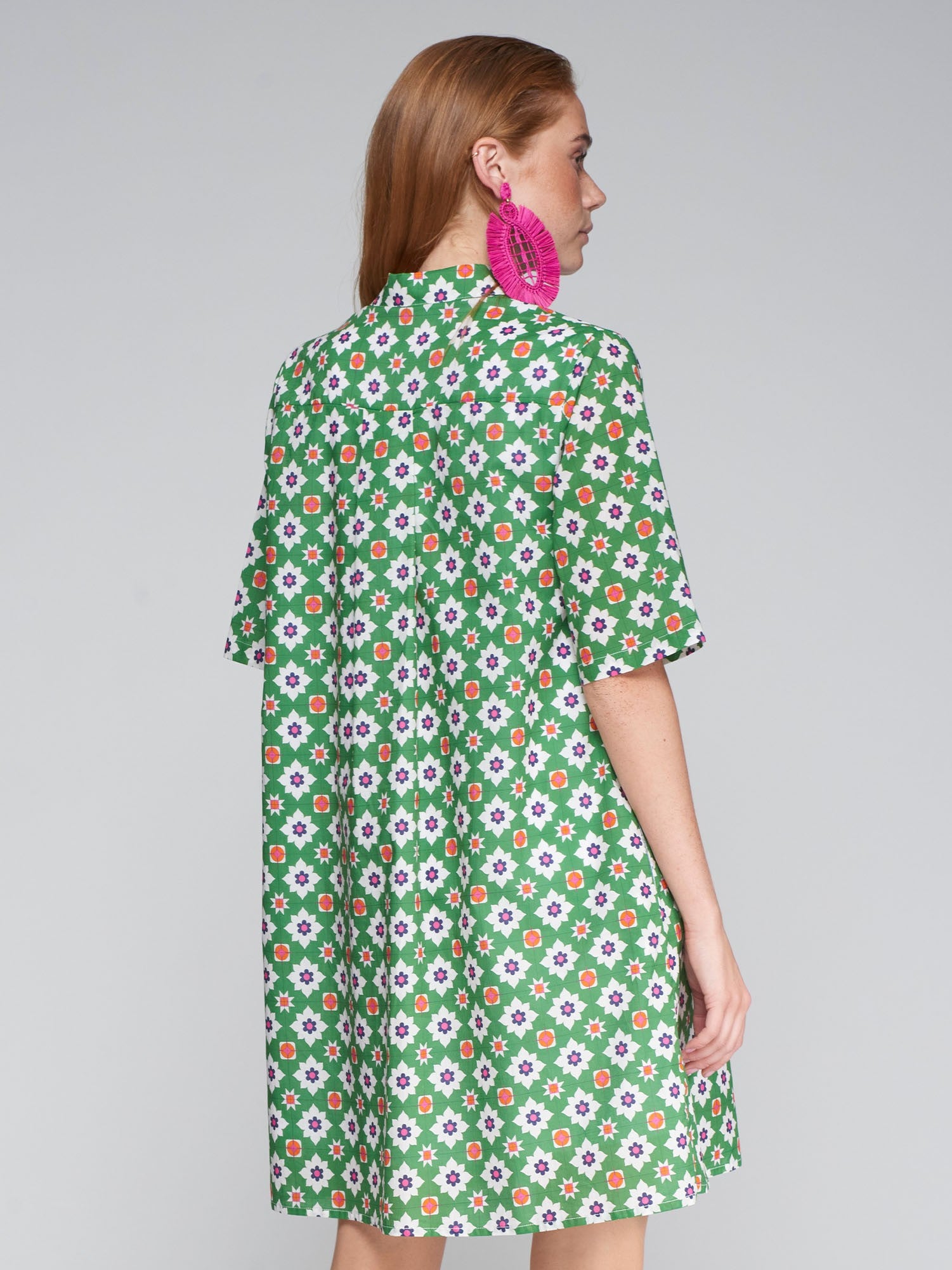 Tyanna Dress in Geometrico Verde Rosa