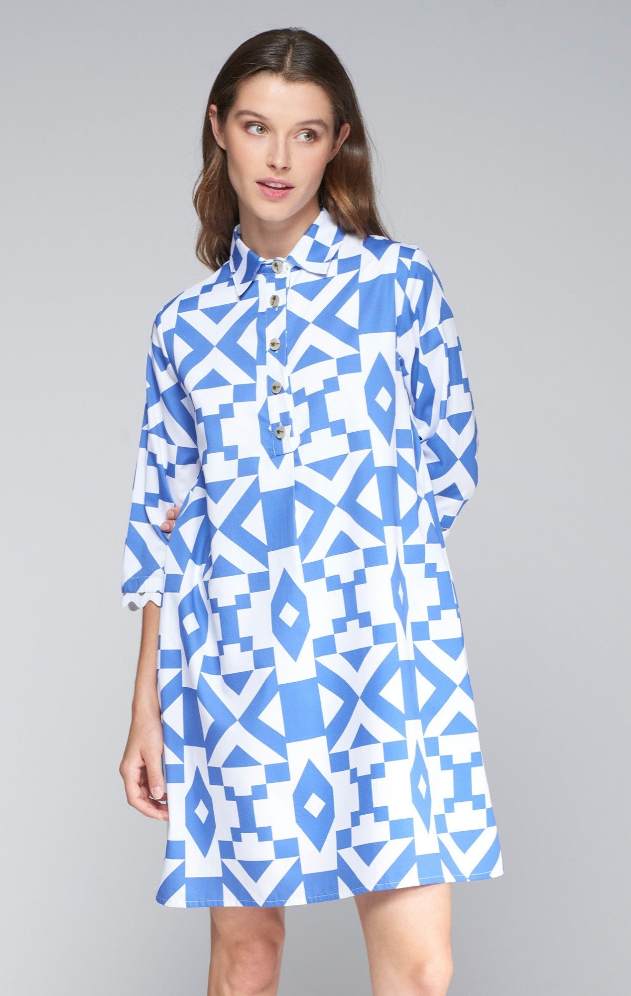Tyanna Dress in Maxi Geo Azulon