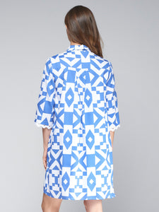 Tyanna Dress in Maxi Geo Azulon