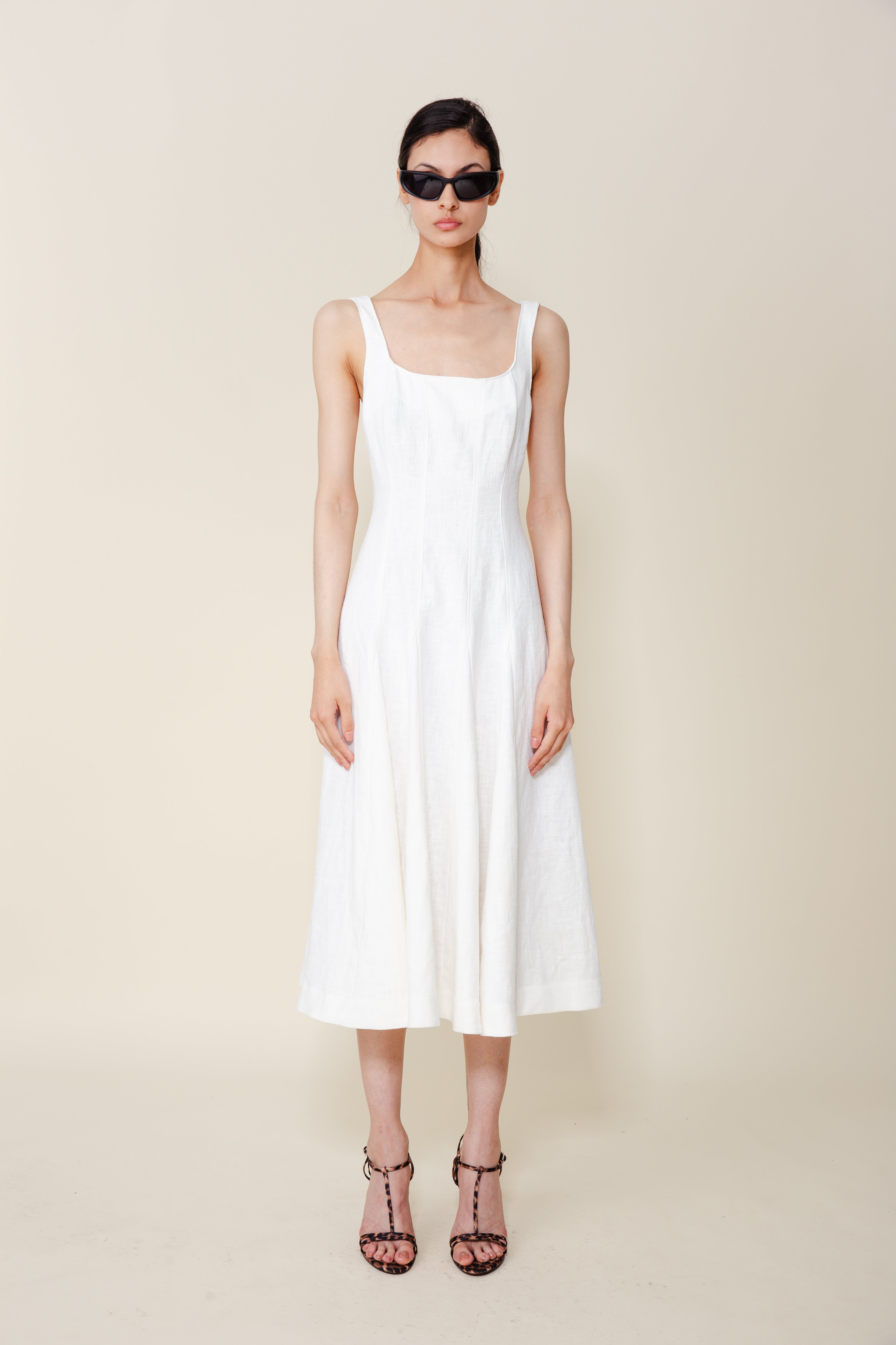 Honeybell Square Neck Midi Dress in White