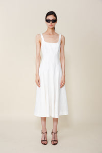 Honeybell Square Neck Midi Dress in White