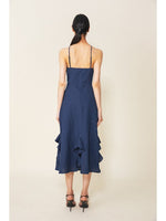 Load image into Gallery viewer, Calypso Halter Ruffle Hem Dress in Navy
