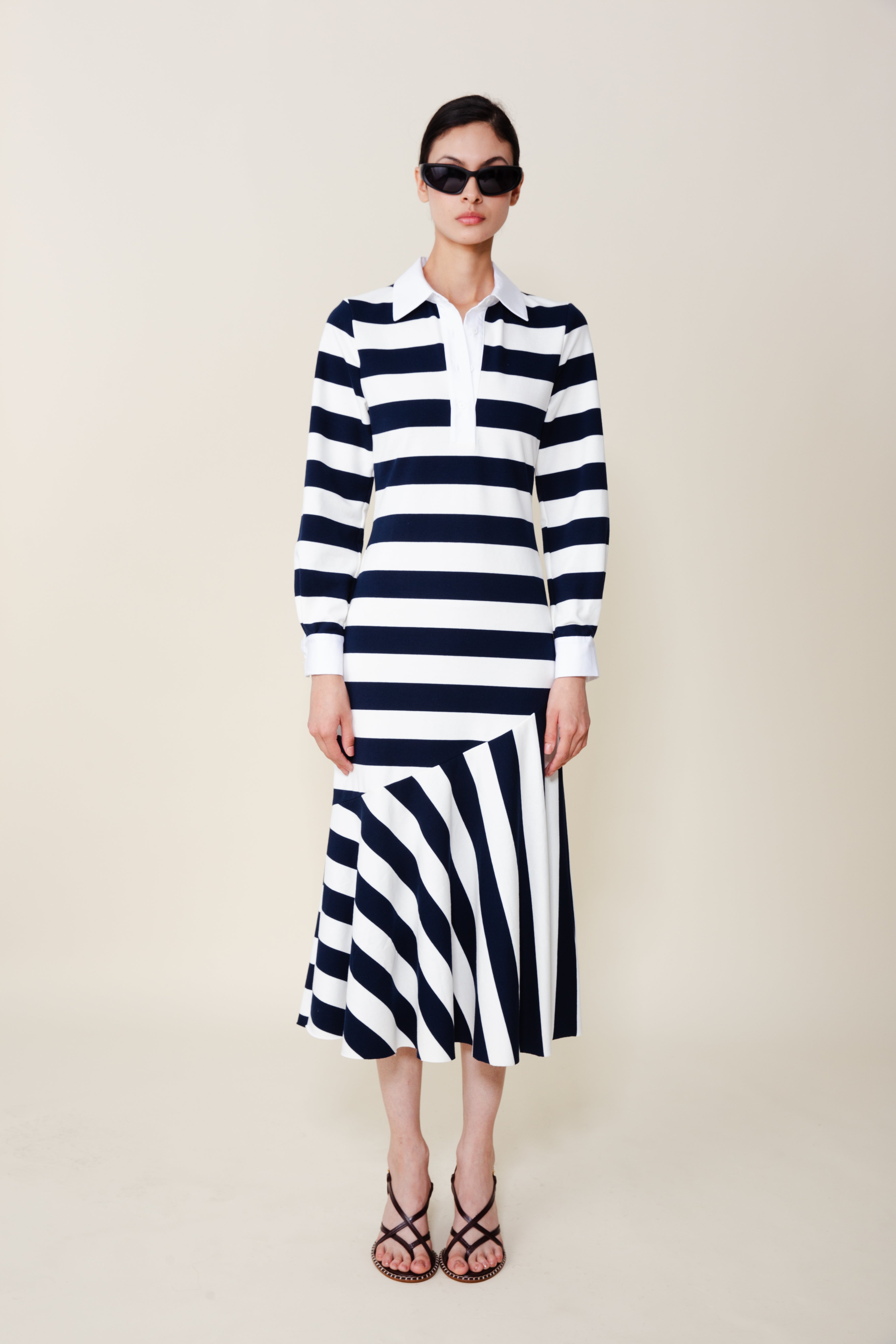 Senna Polo Dress in Navy/White Stripe