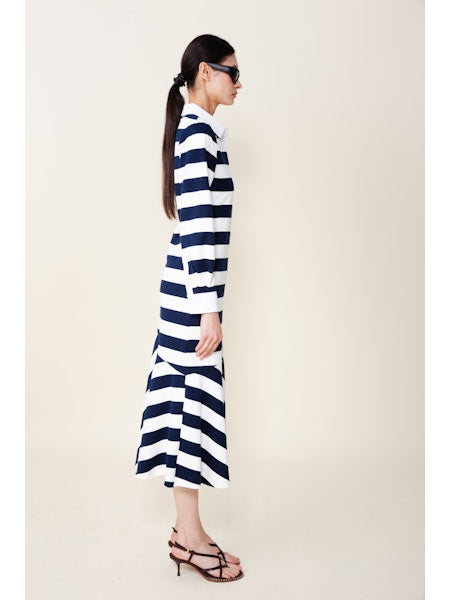 Senna Polo Dress in Navy/White Stripe