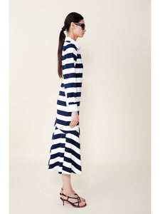 Senna Polo Dress in Navy/White Stripe