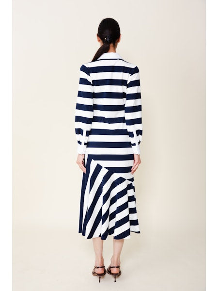 Senna Polo Dress in Navy/White Stripe
