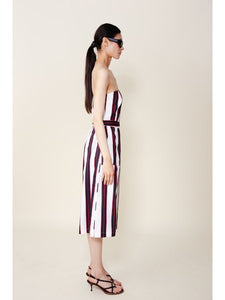 Calla Strapless Jumpsuit in Navy/Red Stripe