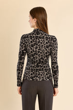 Load image into Gallery viewer, Mock Neck Leopard Top in Dark Grey
