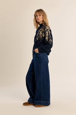 Load image into Gallery viewer, Dynasty Mock Neck Sweater in Navy
