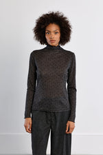 Load image into Gallery viewer, Semi-Sheer Flocked Heart Top in Dark Grey

