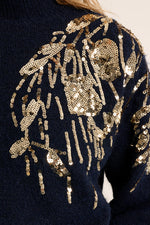 Load image into Gallery viewer, Dynasty Mock Neck Sweater in Navy
