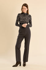 Load image into Gallery viewer, Mock Neck Leopard Top in Dark Grey
