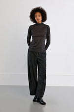 Load image into Gallery viewer, Semi-Sheer Flocked Heart Top in Dark Grey
