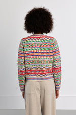 Load image into Gallery viewer, Rainbow Fair Isle Cardigan in Off White
