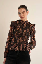 Load image into Gallery viewer, Apolline Ruched Blouse in Chocolate
