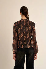 Load image into Gallery viewer, Apolline Ruched Blouse in Chocolate
