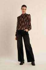 Load image into Gallery viewer, Apolline Ruched Blouse in Chocolate
