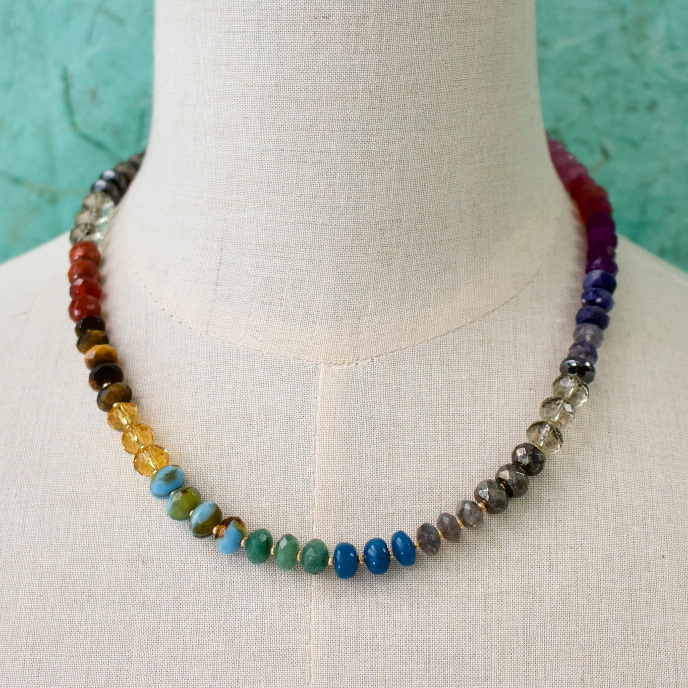 Gemma Medium Rondelle Necklace in Dark Multi