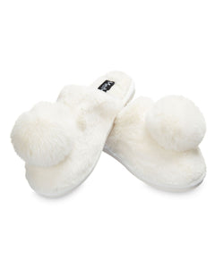 The Gloria Plush Slippers in Ivory