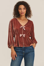 Load image into Gallery viewer, Elida Tie Front Blouse in Rose Gold
