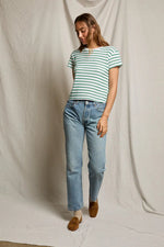 Load image into Gallery viewer, Everett Stripe Tee in Grass Stripe
