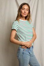 Load image into Gallery viewer, Everett Stripe Tee in Grass Stripe
