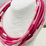 Load image into Gallery viewer, Two-Tone 8-Strand Rope Necklace in Hot Pink/Baby Pink
