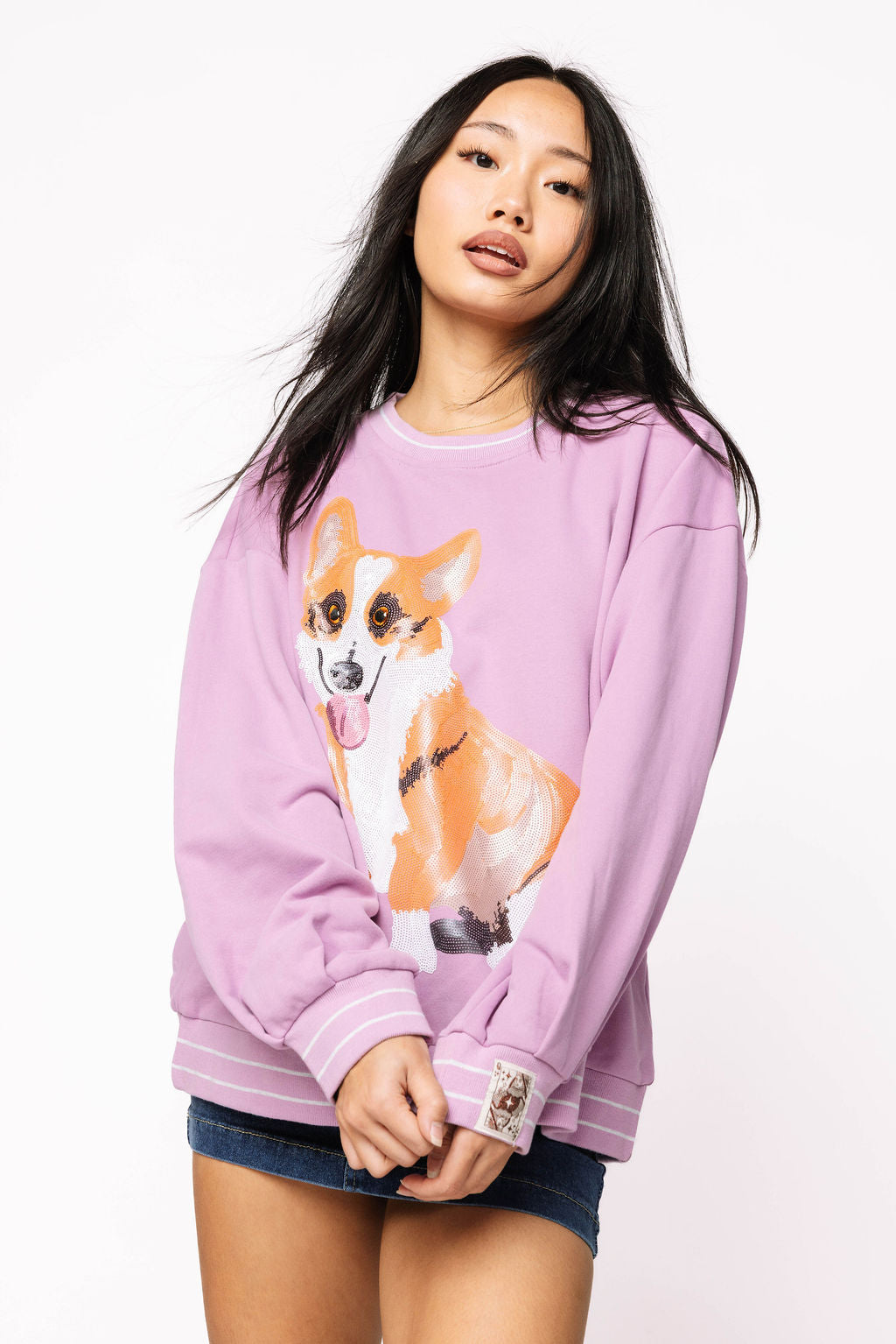 Corgi Sweatshirt in Light Purple