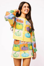 Load image into Gallery viewer, Pumpkin Patchwork Cardigan in Pastel Colorblock
