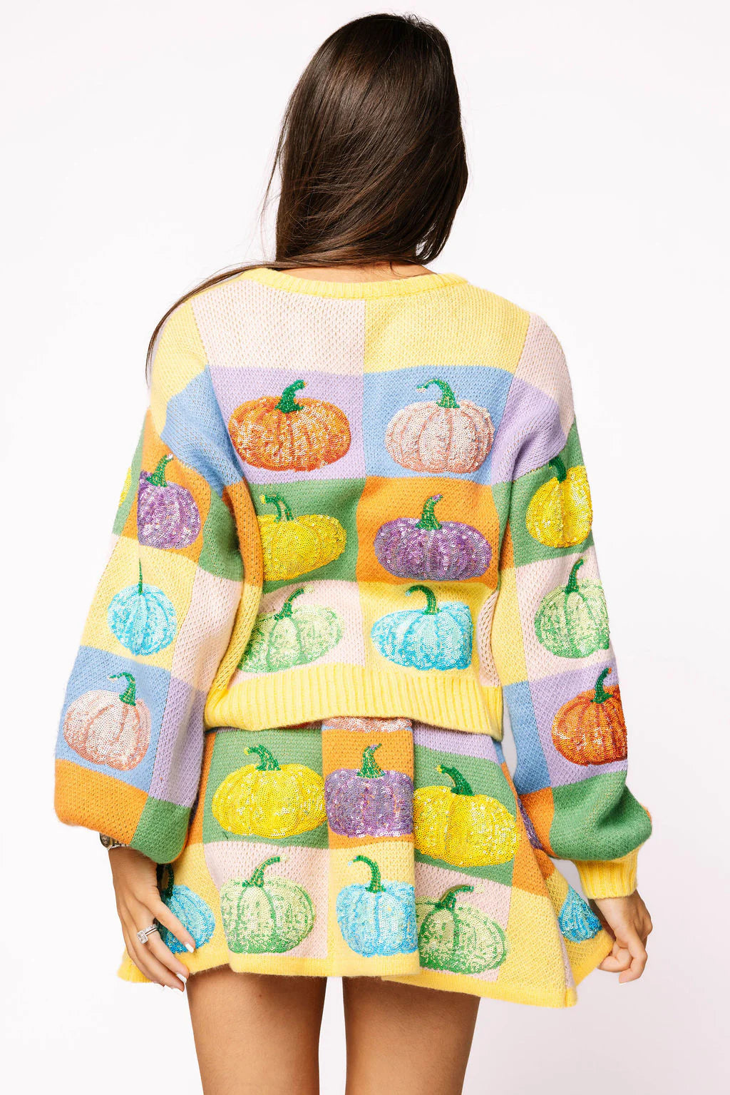 Pumpkin Patchwork Cardigan in Pastel Colorblock