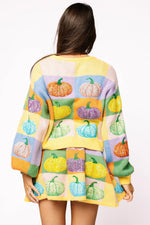 Load image into Gallery viewer, Pumpkin Patchwork Cardigan in Pastel Colorblock
