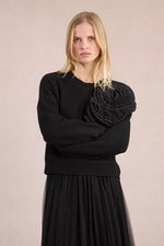 Load image into Gallery viewer, Asymmetrical Rose Sweater in Black
