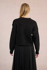 Load image into Gallery viewer, Asymmetrical Rose Sweater in Black
