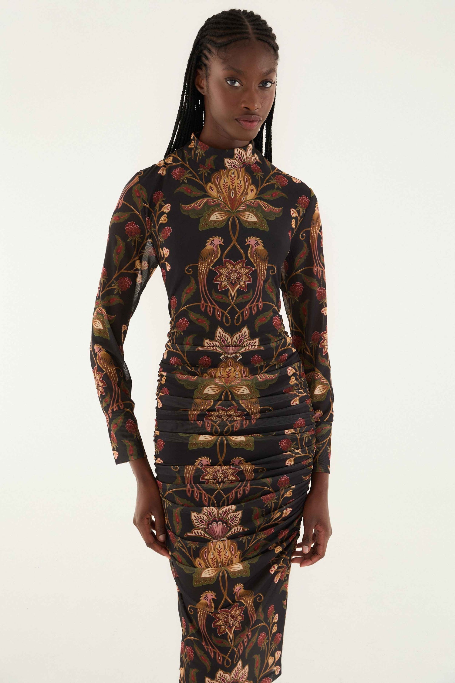 Berry Garden Tulle Midi Dress in Black