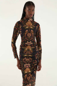 Berry Garden Tulle Midi Dress in Black – Mint Julep