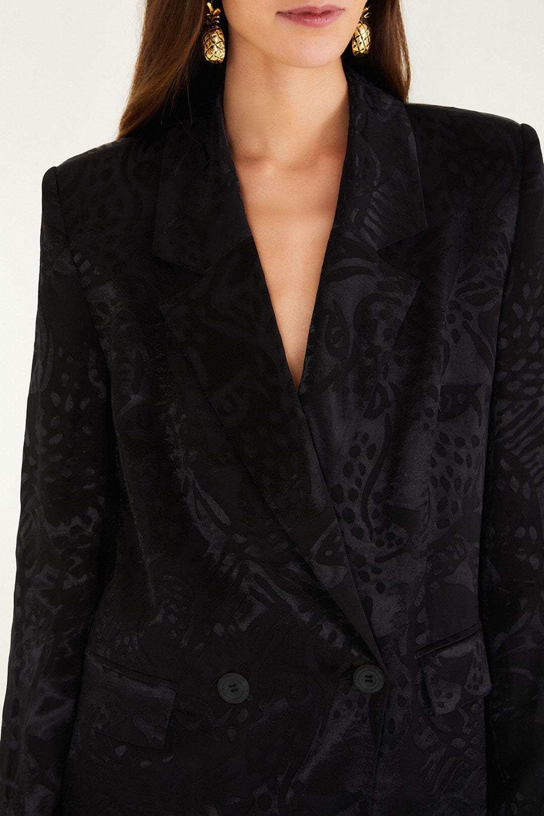 Leopard Jacquard Blazer in Black