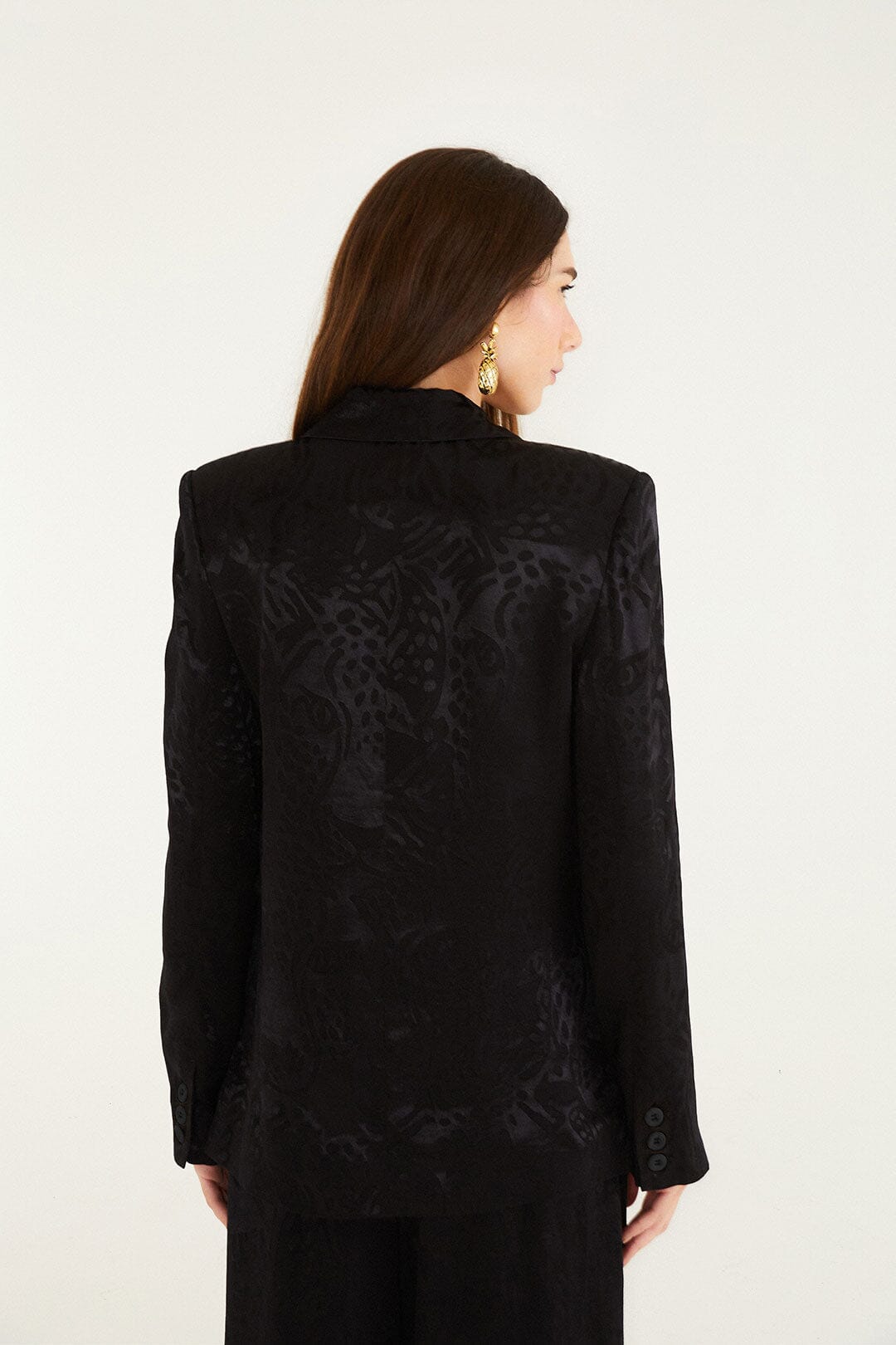 Leopard Jacquard Blazer in Black
