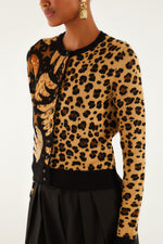 Load image into Gallery viewer, Banana Leopard Mixed Cardigan in Multi
