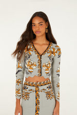 Load image into Gallery viewer, Stained Glass Knit Cardigan in Grey
